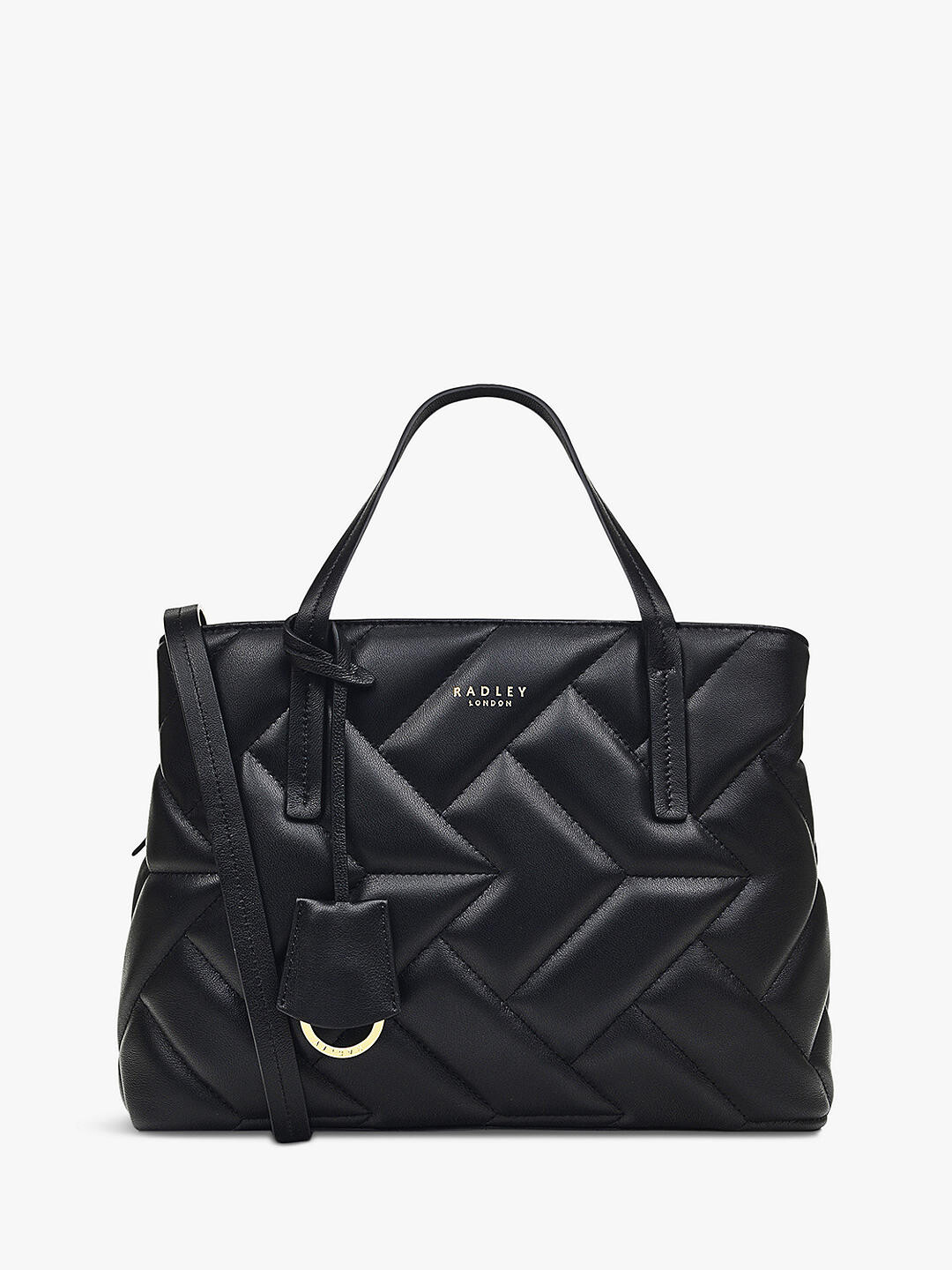 

Стеганая кожаная сумка-саквояж Radley Dukes Place на молнии, черная, Черный, Стеганая кожаная сумка-саквояж Radley Dukes Place на молнии, черная