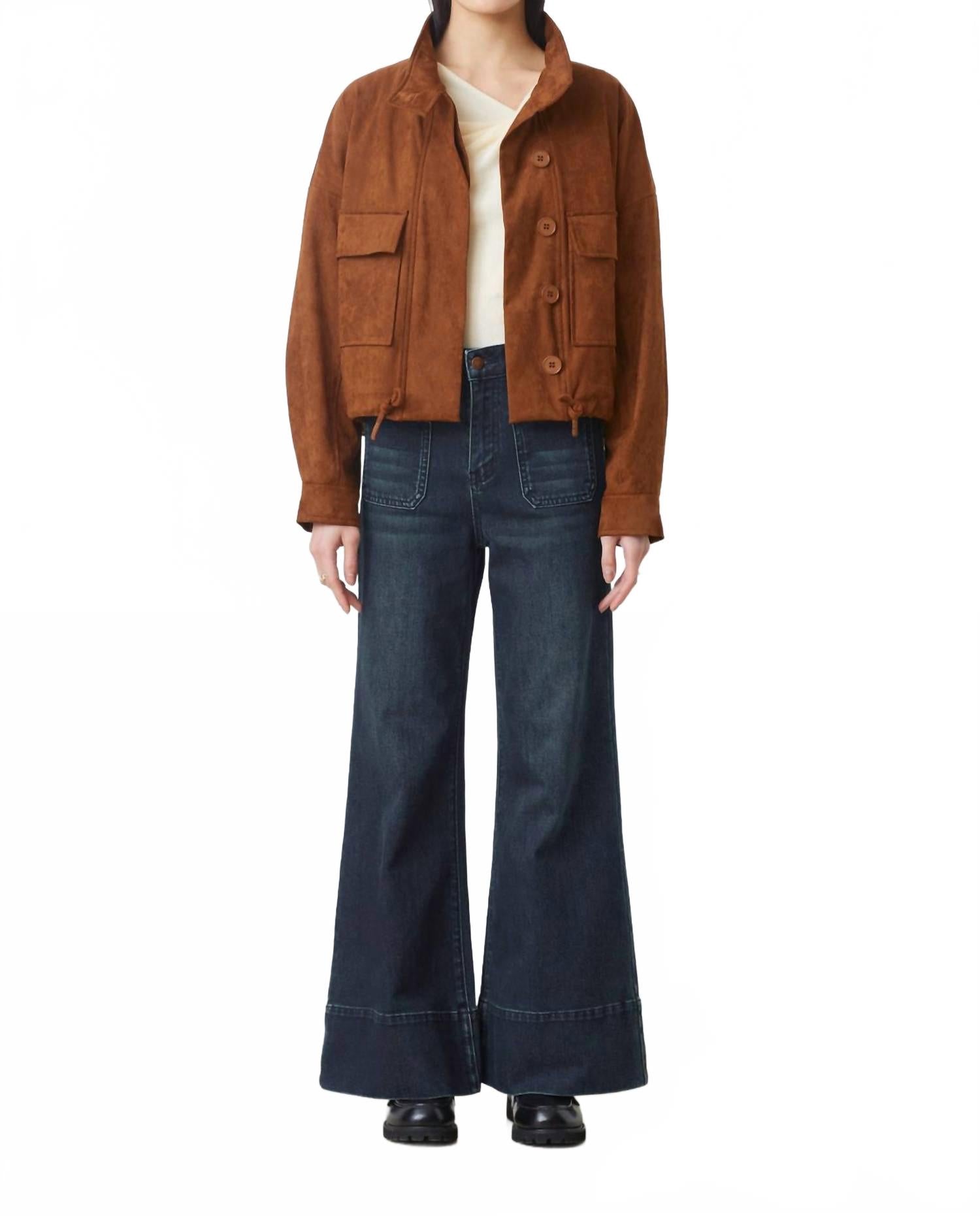 

Короткая куртка из искусственной замши шоколадного цвета Suncoo, шоколадный