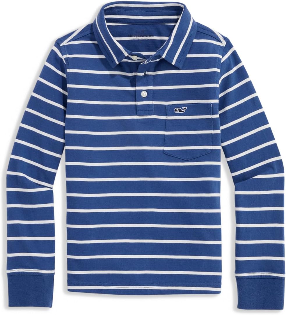 

Поло Vineyard Vines Kids Striped Surf Long-Sleeve Polo, цвет Moonshine/White