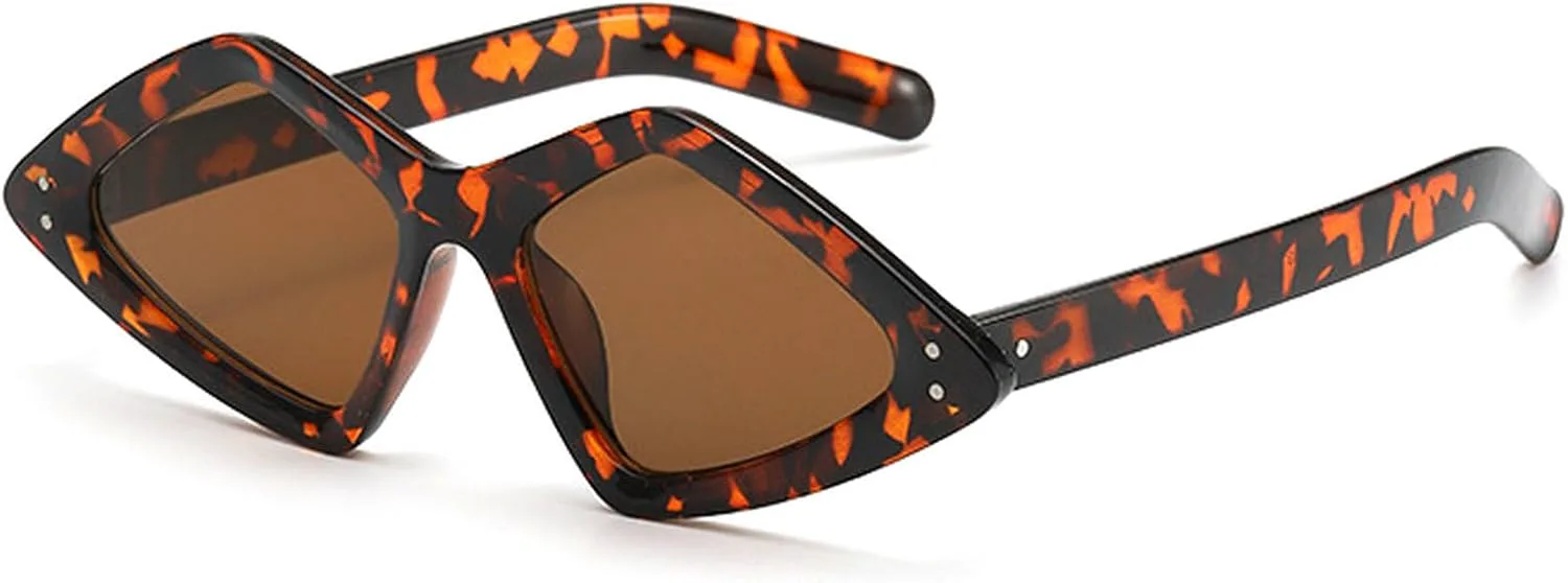 

Большие винтажные солнцезащитные очки «кошачий глаз» для женщин, модные очки неправильной формы, стильные роскошные многоугольные солнцезащитные очки mincl, Leopard