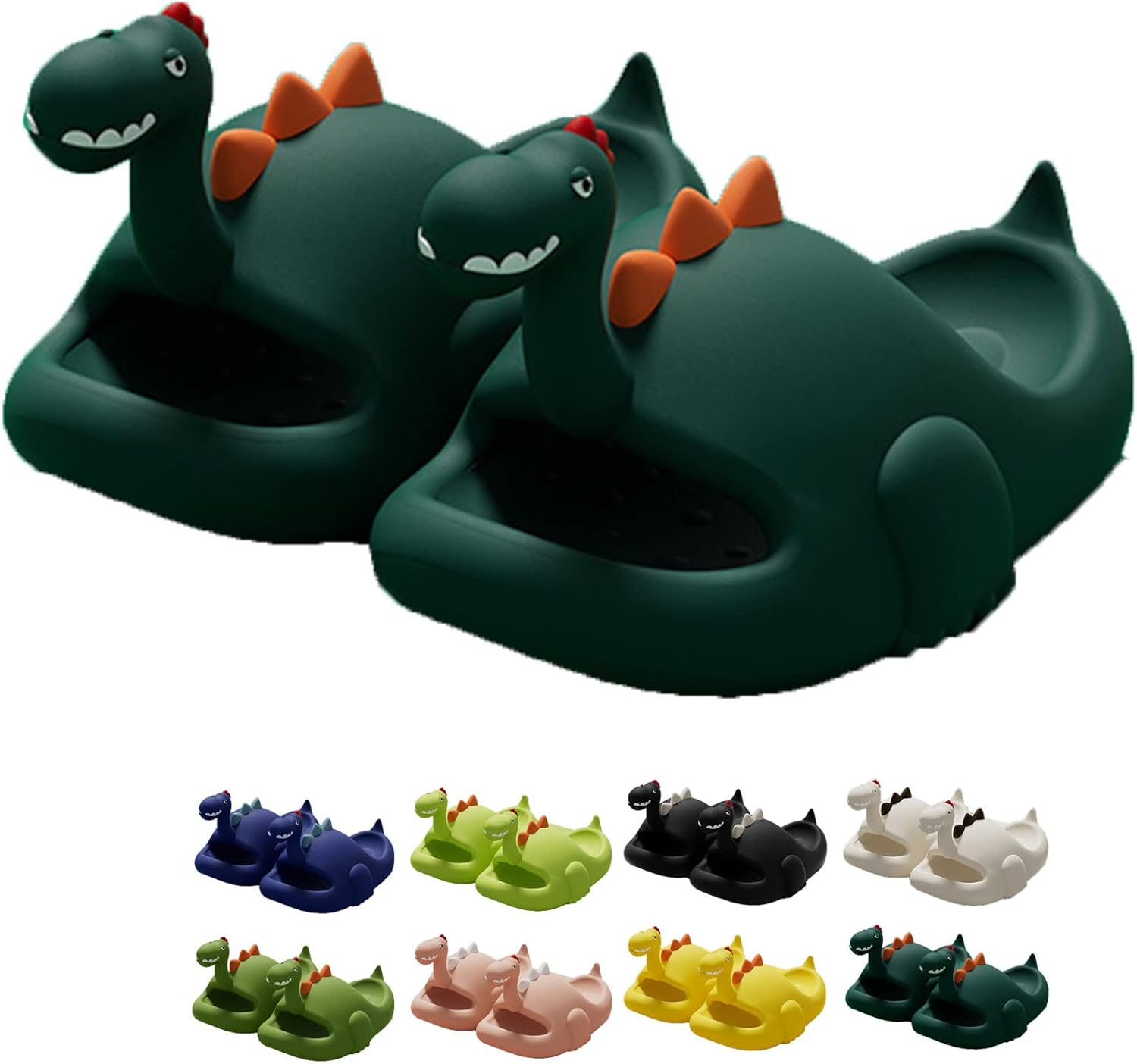 

Тапочки с динозаврами, шлепанцы «Облако динозавров», милые мультяшные противоскользящие шлепанцы с открытым носком, летние домашние и уличные пляжные сандалии для взрослых и детей Spacebuyer, зеленый