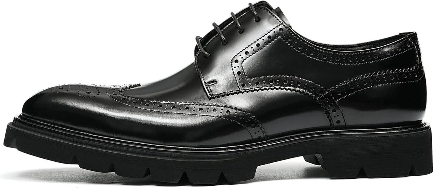 Мужские дерби современного дизайна Wingtip Brogue, шнуровка на 4 отверстия, полуботинки для полуофициального стиля, лакированная кожа, амортизированная подошва, для повседневной носки 96116 Windhana, черный — фото 2