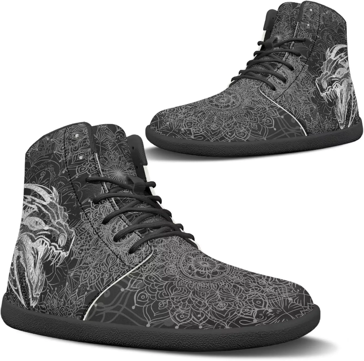 Мужские и женские босоножки Mens Wolves с высоким верхом, минималистичные кроссовки для трейл-раннинга с принтом лошади, босоножки с широкой носочной частью, кроссовки с принтом дракона Glomenade — фото 2