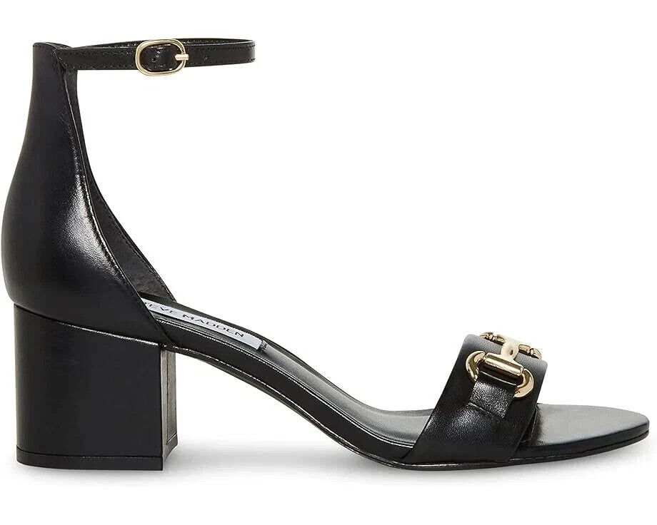 Сандалии Steve Madden Irenee Женские 8 Черная Кожаная Лодыжечная Перемычка Блок Каблук GBNC651 — фото 2
