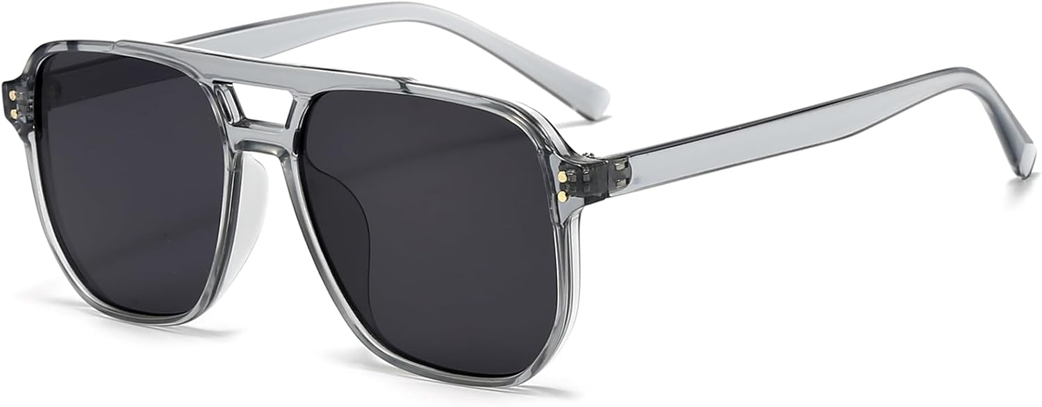 

Солнцезащитные очки-авиаторы EYLRIM в стиле ретро для женщин и мужчин. Классическая квадратная оправа в стиле 70-х. Винтажные солнцезащитные очки, A7 Transparent Grey/Grey