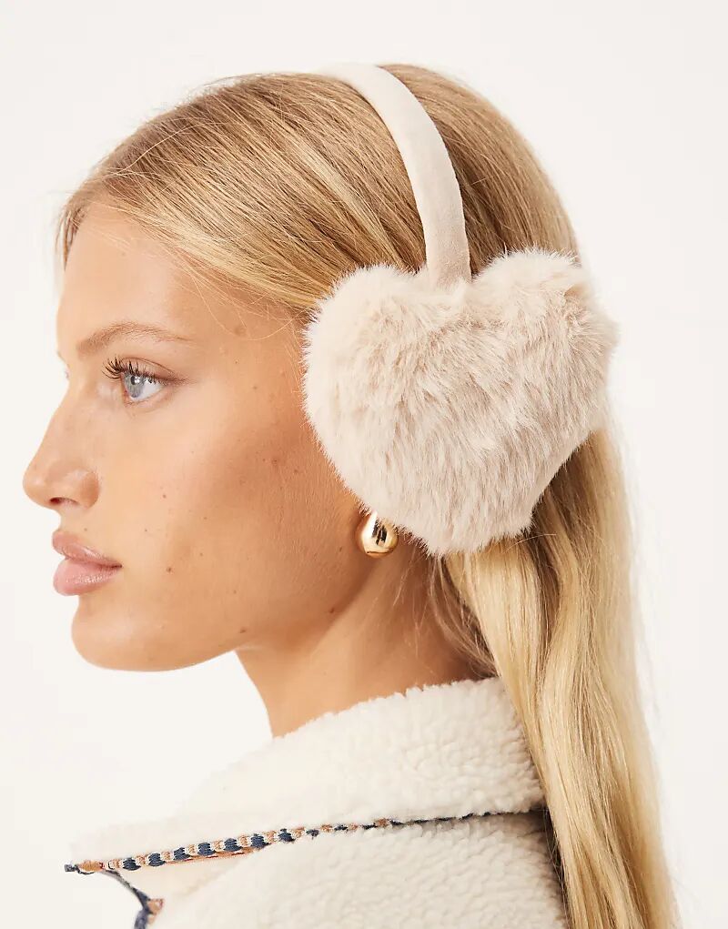 

Меховые наушники Accessoryize в форме сердца белого цвета