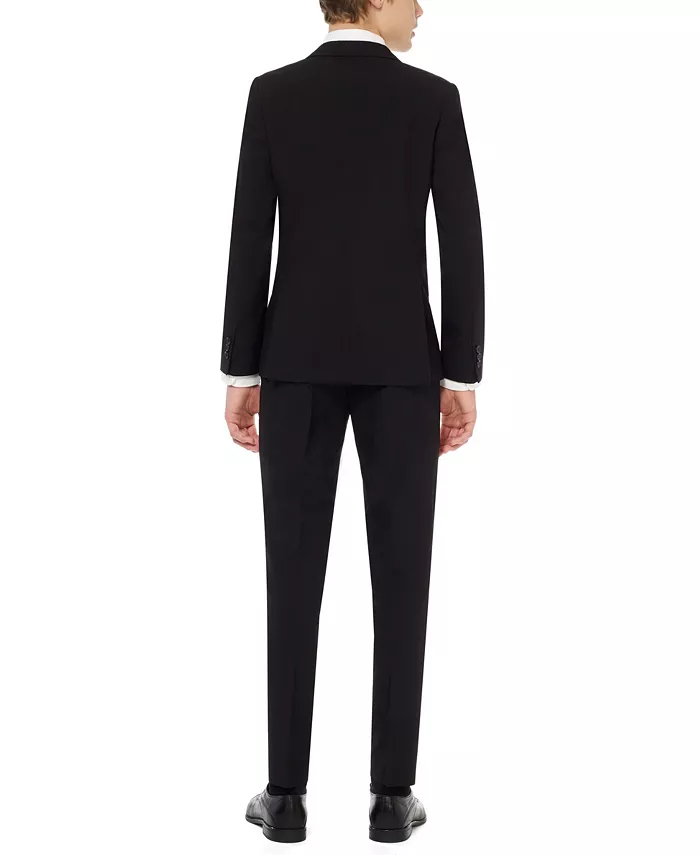Костюм для мальчиков Big Boys Black Knight Slim Fit, включающий пиджак, брюки и галстук на клипсе OppoSuits, черный — фото 2