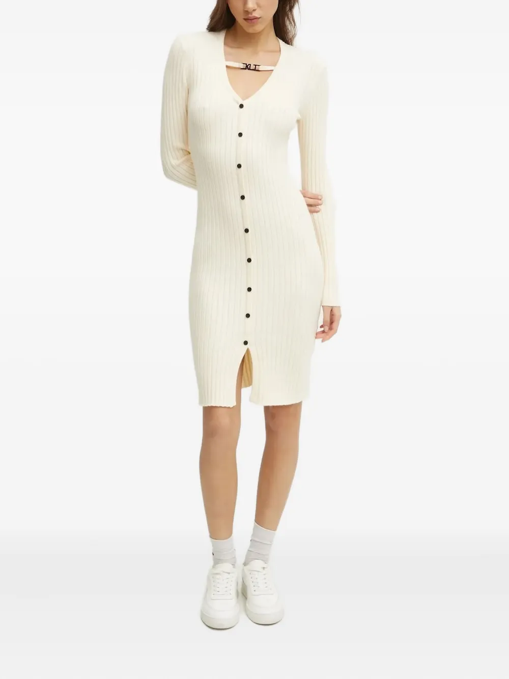 

Платье миди с ребристым узором и пуговицами спереди Karl Lagerfeld Jeans, нейтральный