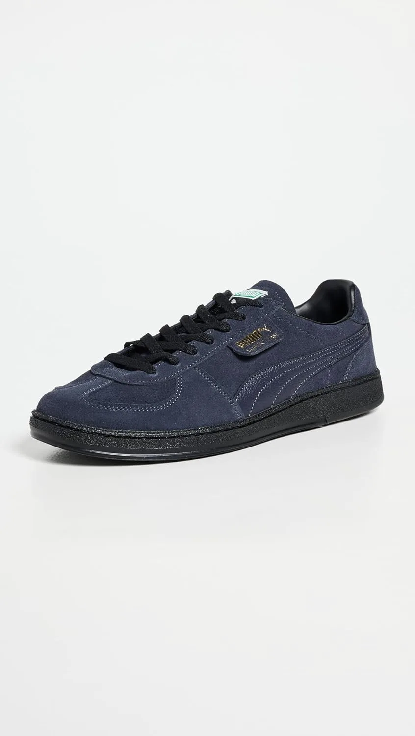 Мужские кроссовки PUMA Super Team из замши с шнуровкой, повседневные - синие, темно-синий/черный — фото 2