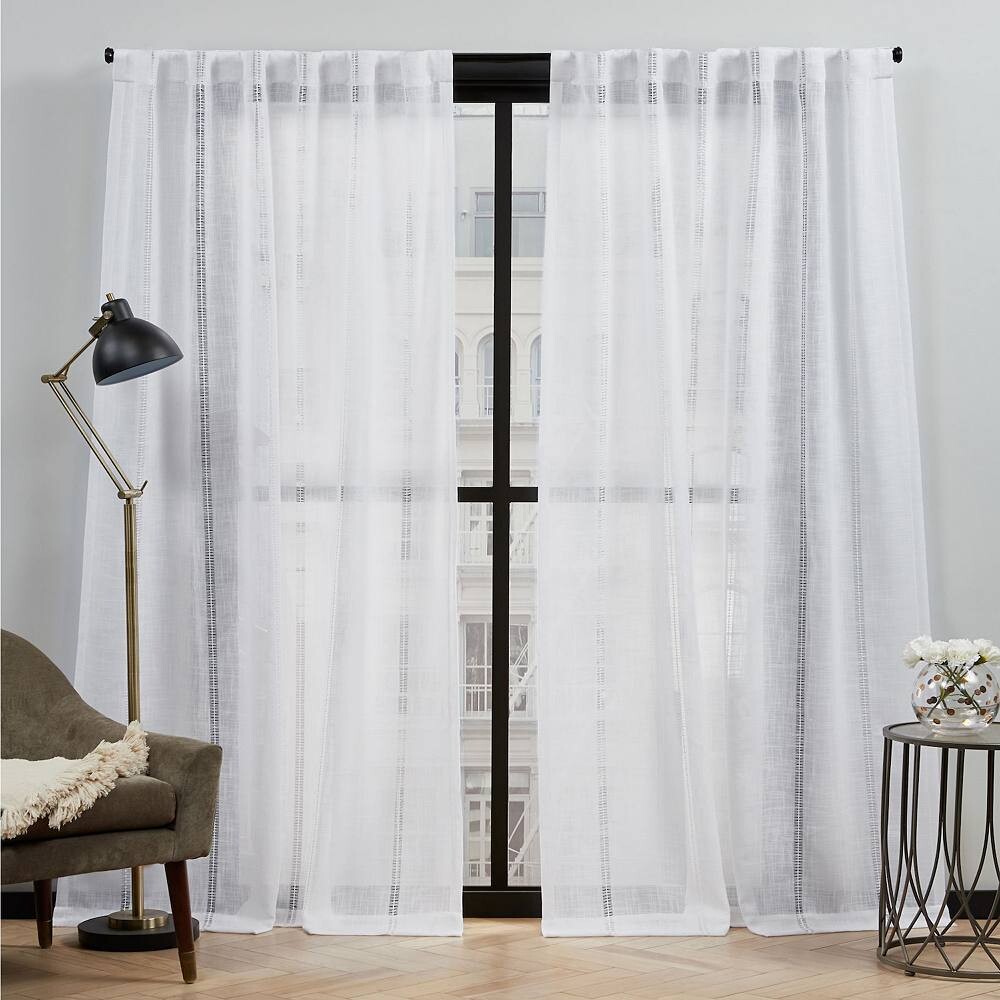 

ELLE DECOR Fiona Sheer Комплект оконных штор с 2 панелями, белый