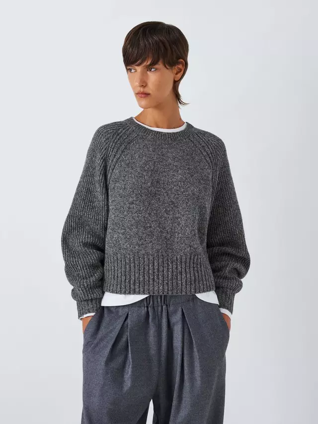 

Джемпер John Lewis Wool Blend Crew Neck Crop Shepherd, цвет charcoal