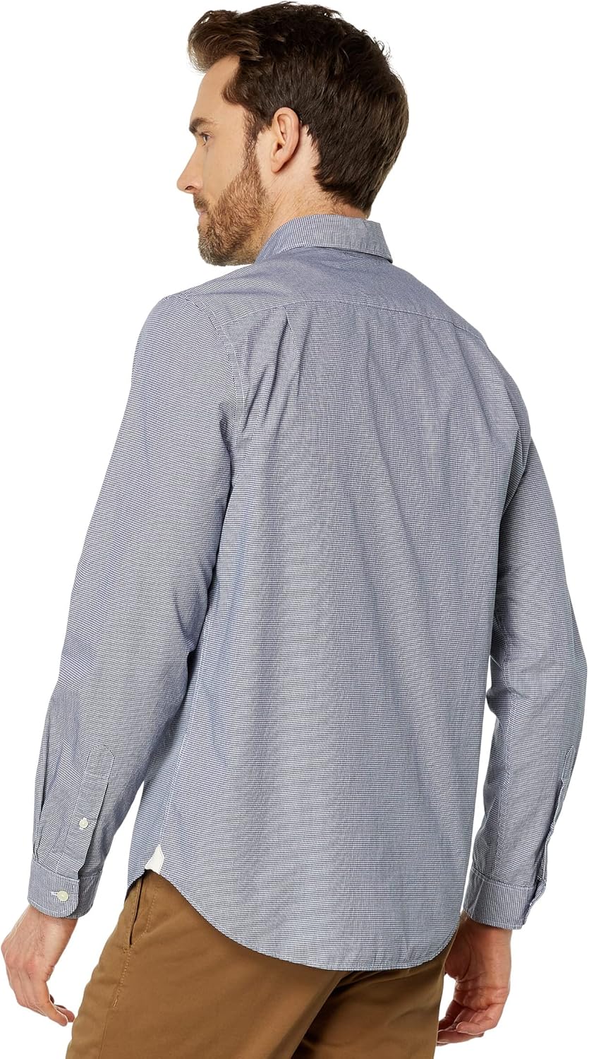 Lacoste мужская длинная рубашка в клетку Gingham на пуговицах, White/Navy Blue Gingham — фото 2