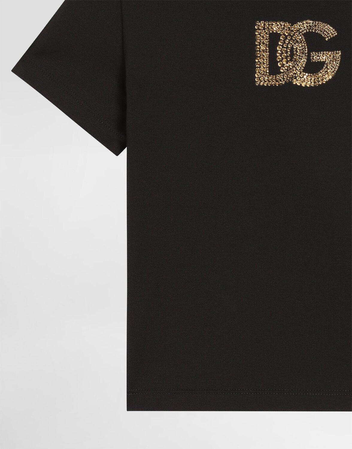 Футболка из джерси со стразами и логотипом dg Dolce & Gabbana, черный — фото 4