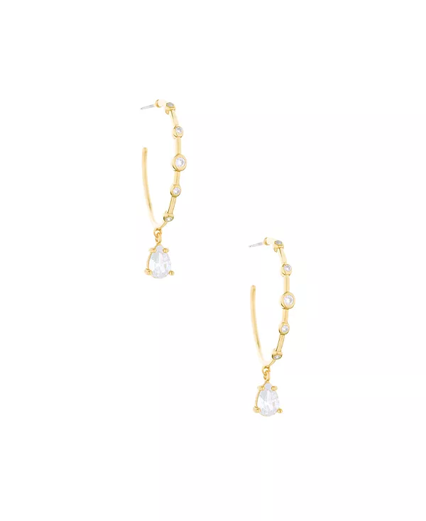 

Изящные серьги-кольца с подвесками из кубического циркония Ettika, gold