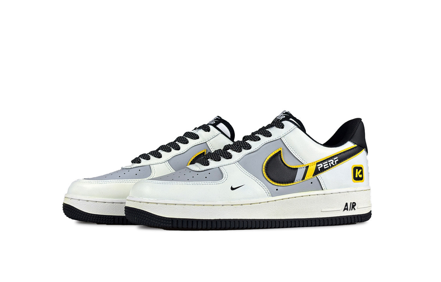 Кроссовки Nike Air Force 1 Millet Park устойчивые к истиранию низкие для скейтбординга унисекс черно-бело-серые, цвет Millet Park — фото 3