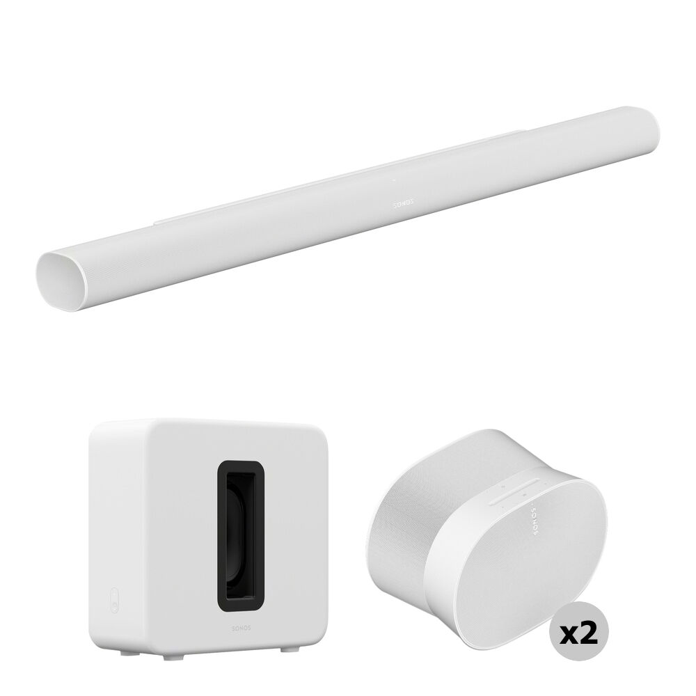 

Комплект из звуковой панели Sonos Arc Ultra, беспроводного сабвуфера Sub 4 и двух колонок Era 300 (белый)