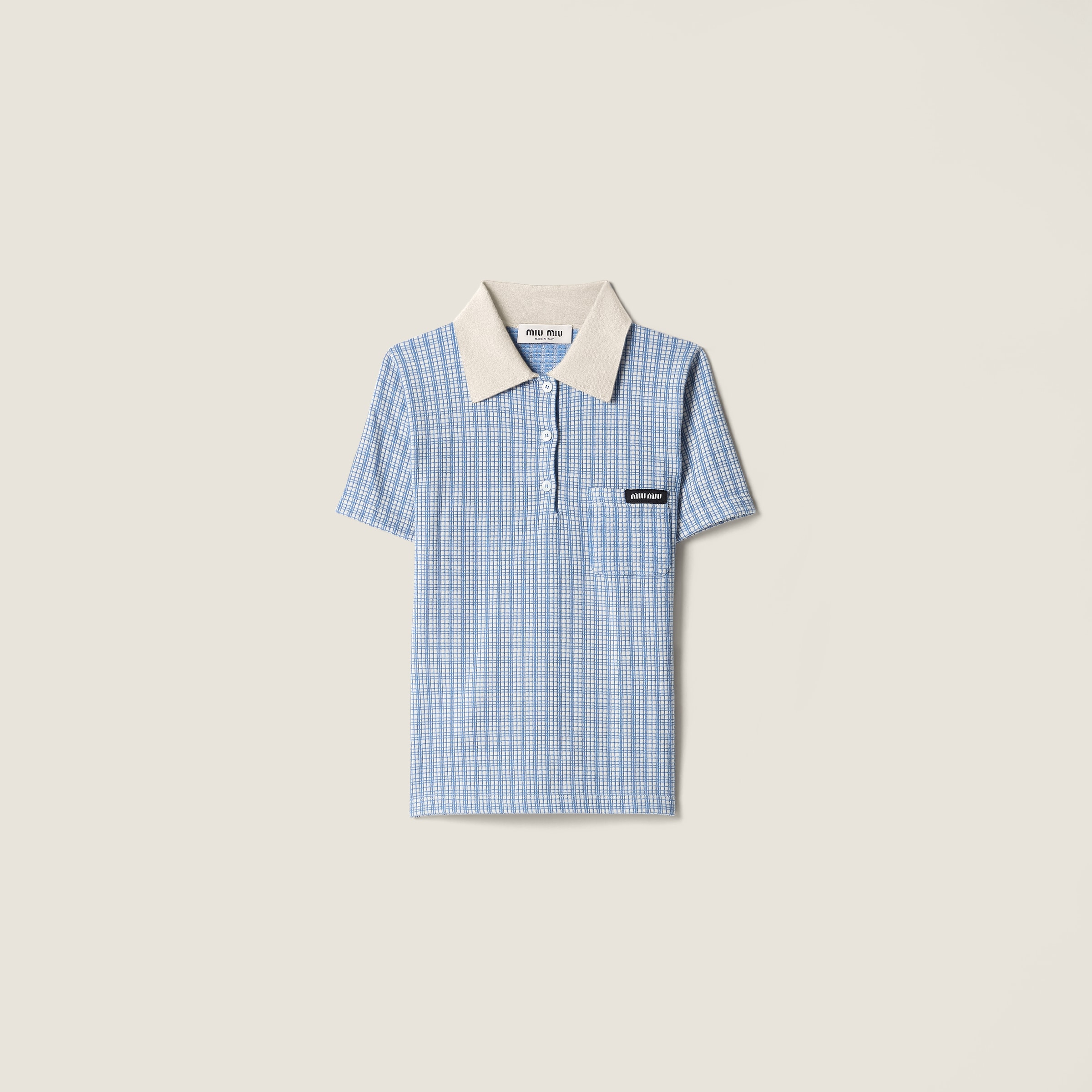 

Поло из кашемира и шелка MIU MIU, голубой