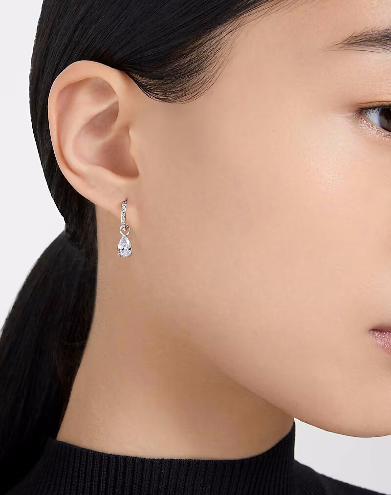 

Серьги-кольца Millenia, огранка, белые, родиевое покрытие белого цвета Swarovski