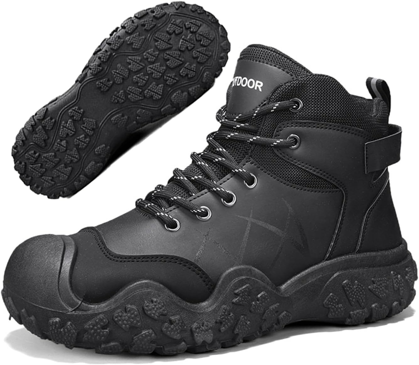 

Мужские кожаные походные ботинки на платформе, комфортные, дышащие, с противоударной подошвой, для трекинга, легкие, нескользящие, охотничьи ботинки Nejkg, черный