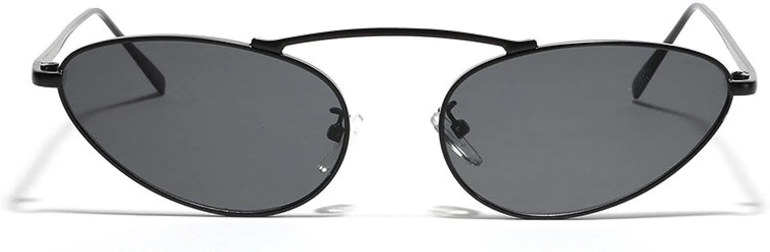 

Роскошные женские солнцезащитные очки «кошачий глаз» в модной маленькой овальной металлической оправе с защитой от УФ-излучения UV400 TOIPASTN, Black Gray