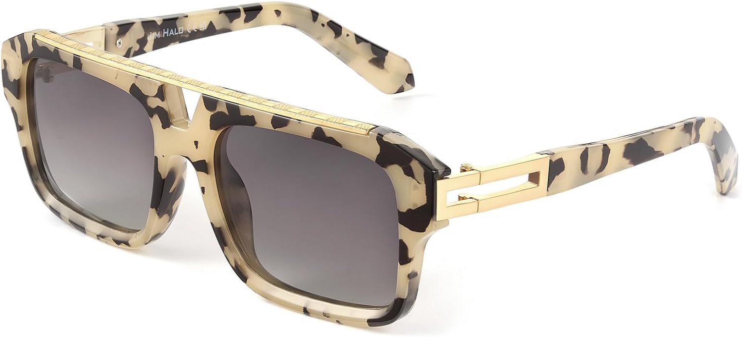 

Солнцезащитные очки-авиаторы Jim Halo в винтажном стиле с поляризацией, для женщин и мужчин, прямоугольные солнцезащитные очки с защитой от УФ-излучения UV400, Tortoise 1
