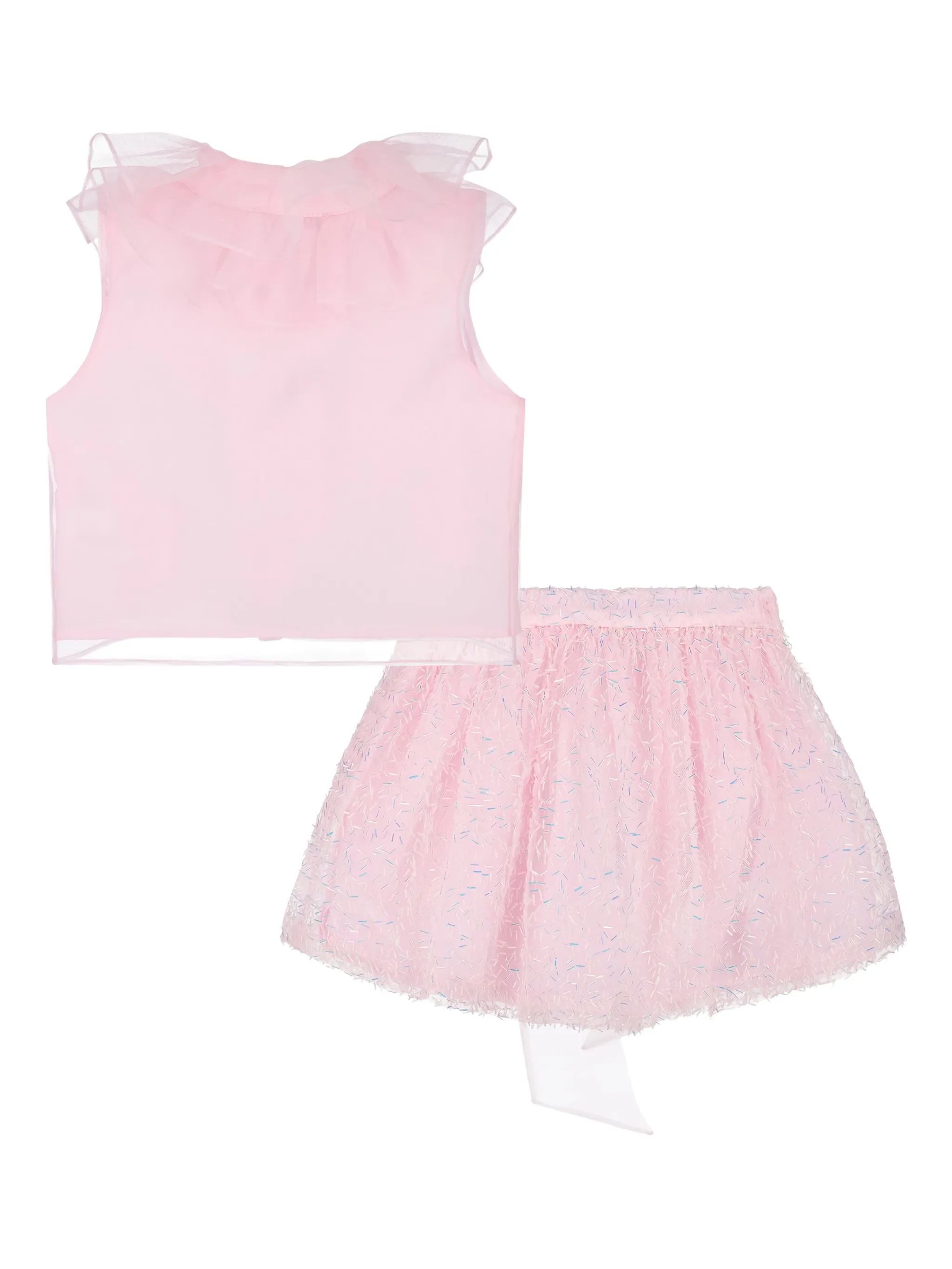 Комплект шифоновой юбки с бантом Mama Luma Kids, розовый — фото 2