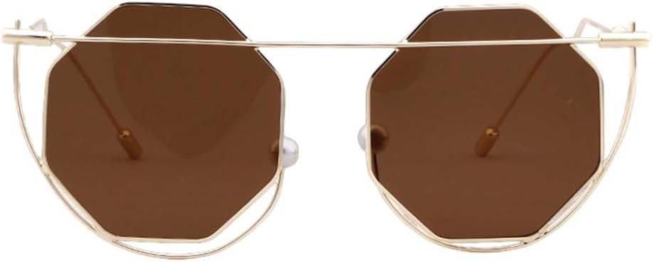 

Солнцезащитные очки MUTYNE Eyewear для женщин и мужчин, восьмиугольные, прозрачные, винтажные, с ажурной отделкой, жемчужно-красные, с защитой от УФ-излучения UV400, Brown