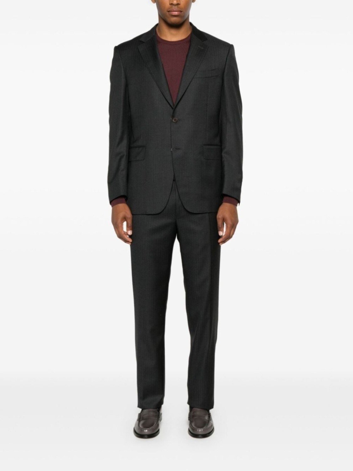 

Canali костюм в тонкую полоску с однобортным пиджаком, серый