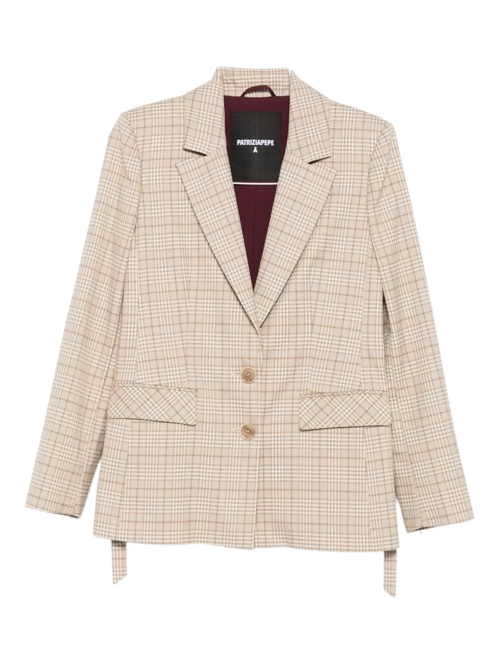 

Клетчатый пиджак на двух пуговицах Patrizia Pepe, нейтральный