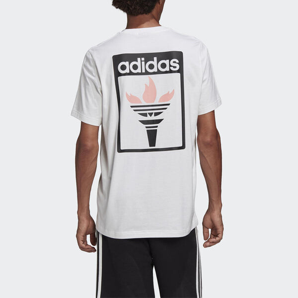 Футболка оригиналы с принтом пламени короткий рукав Adidas, белый — фото 3