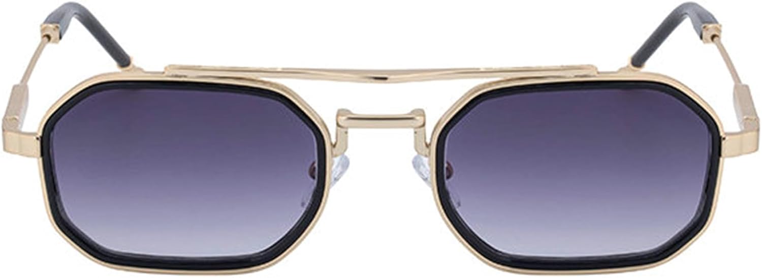 

Классические металлические квадратные солнцезащитные очки Helena для мужчин и женщин, ретро с двойной перемычкой, модные женские многоугольные солнцезащитные очки, стильные оттенки, C1