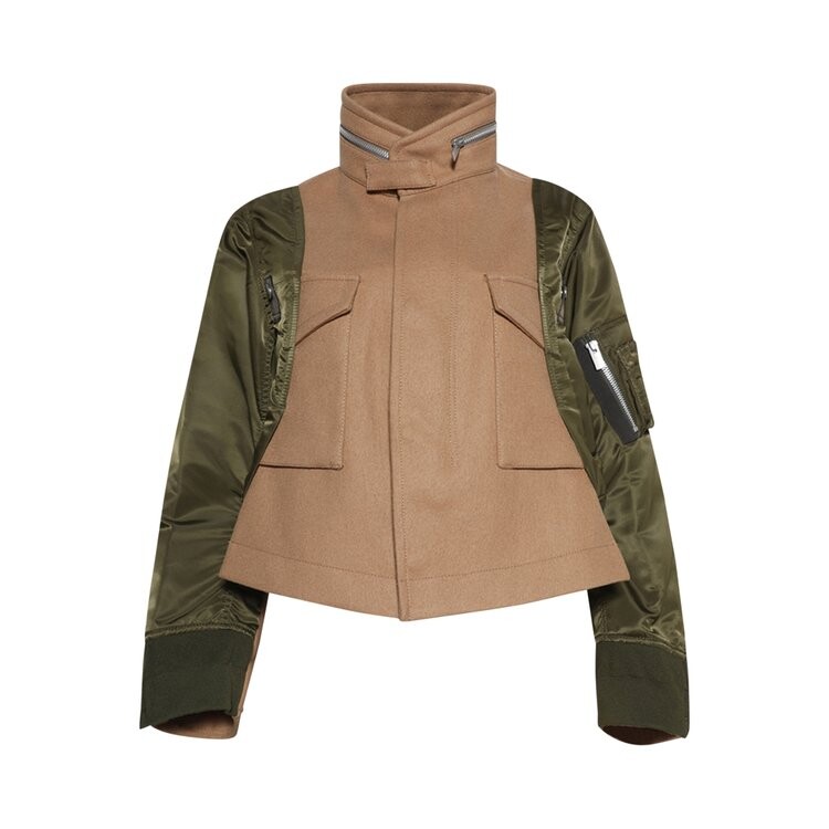

Куртка Sacai Wool Melton x Nylon Twill Jacket, цвет Beige/Olive