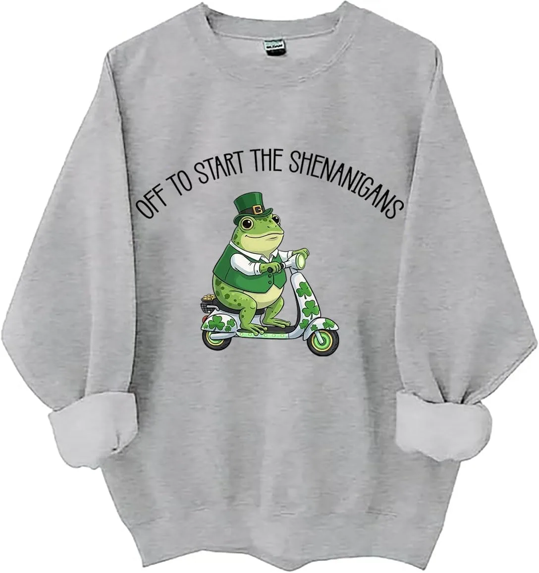 

Свитшот Off To Start The Shenanigans, худи St. Patrick's Day Frog, принтованный повседневный пуловер LNDOCAI