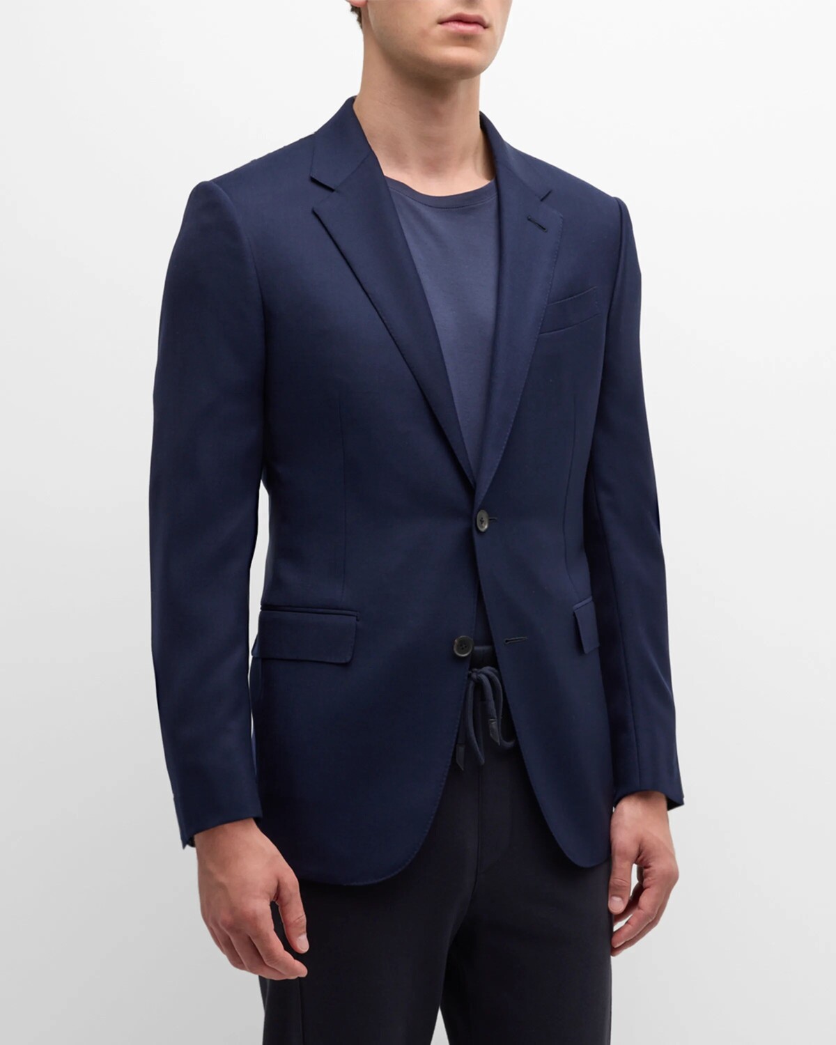 

Мужской однотонный шерстяной пиджак ZEGNA, цвет Navy Solid