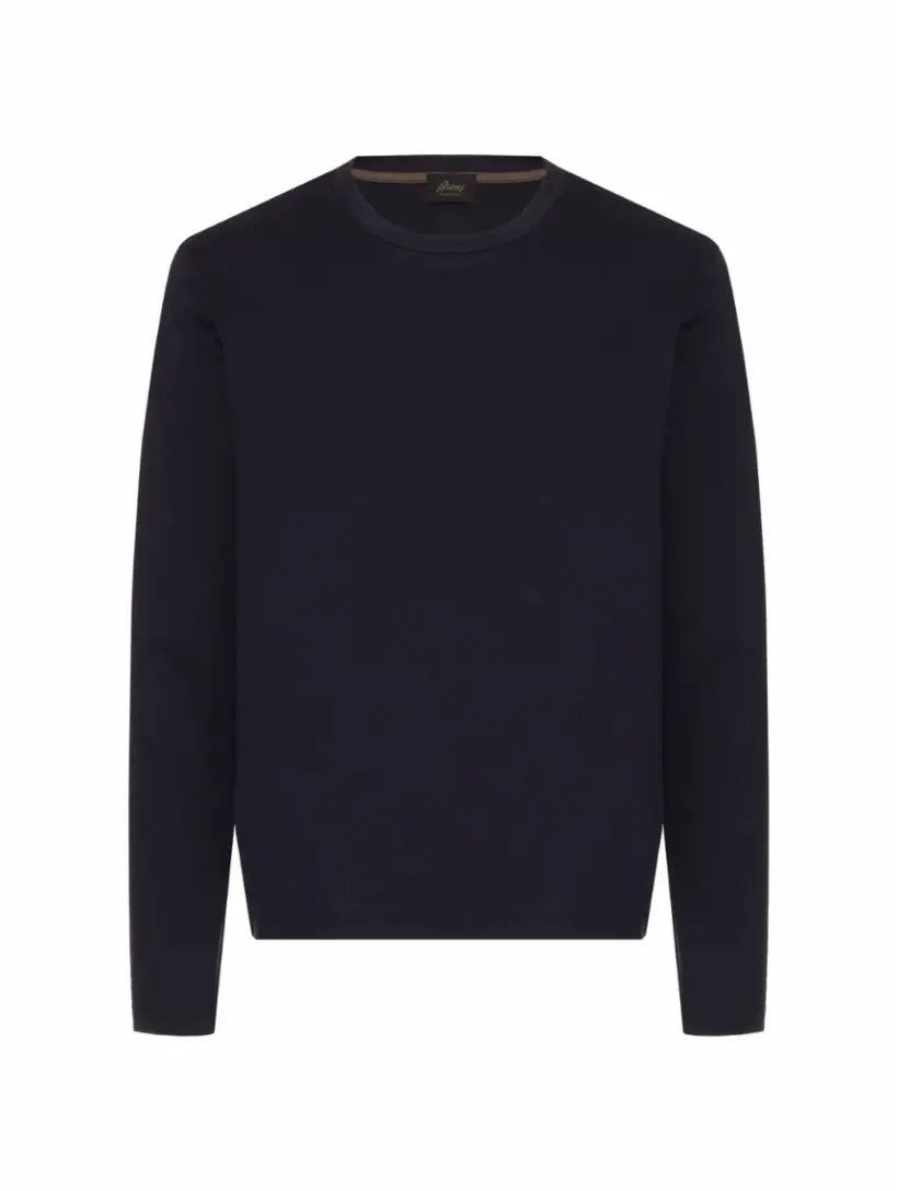 

Хлопковый лонгслив с логотипом Brioni, тёмно-синий