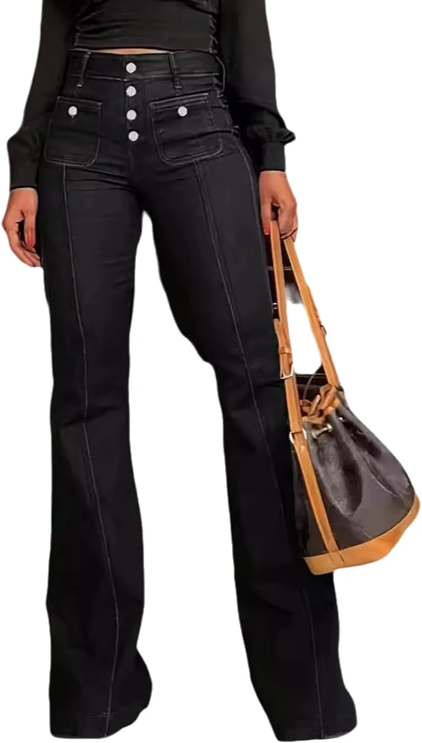 

ThusFar джинсы с высокой талией и расклешенным низом для женщин