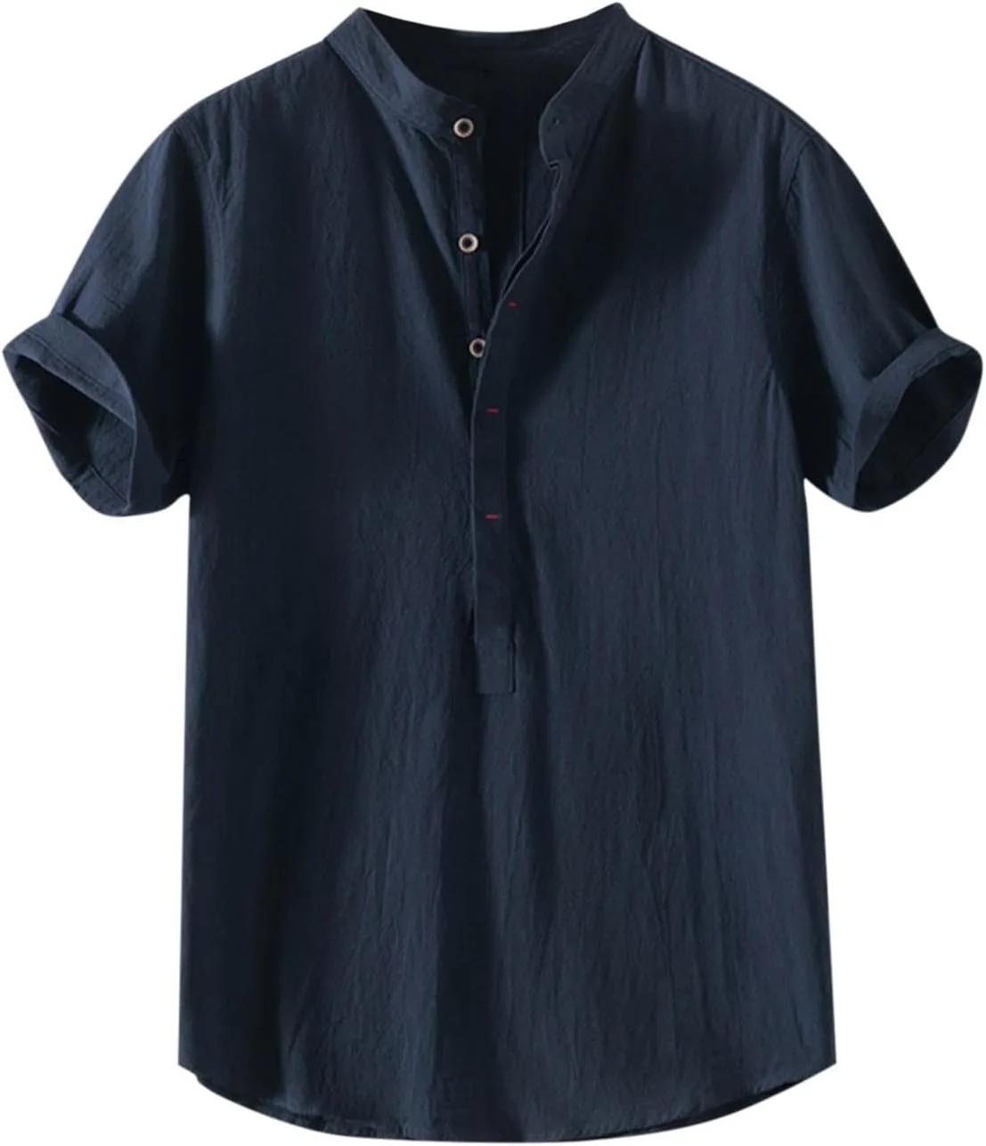 

Мужская хлопковая льняная футболка хенли с коротким рукавом