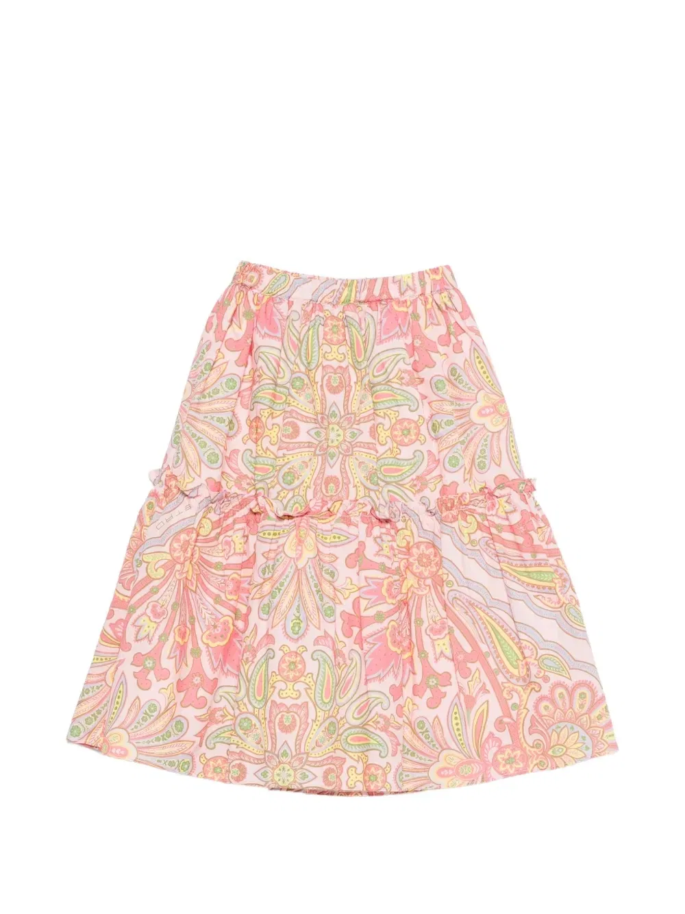 Юбка с оборками и узором пейсли Etro Kids, розовый