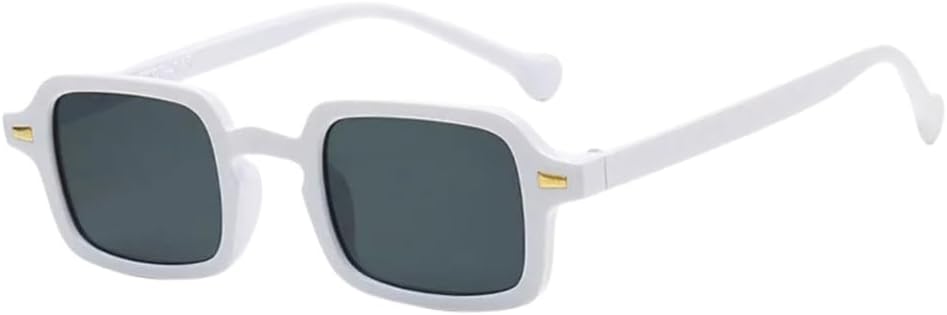 

Модные квадратные солнцезащитные очки для женщин, антибликовые, в стиле ретро, ​​с заклепками, прямоугольные, с защитой от УФ-излучения UV400, спортивные солнцезащитные очки для мужчин UJNHGQ, White Gray