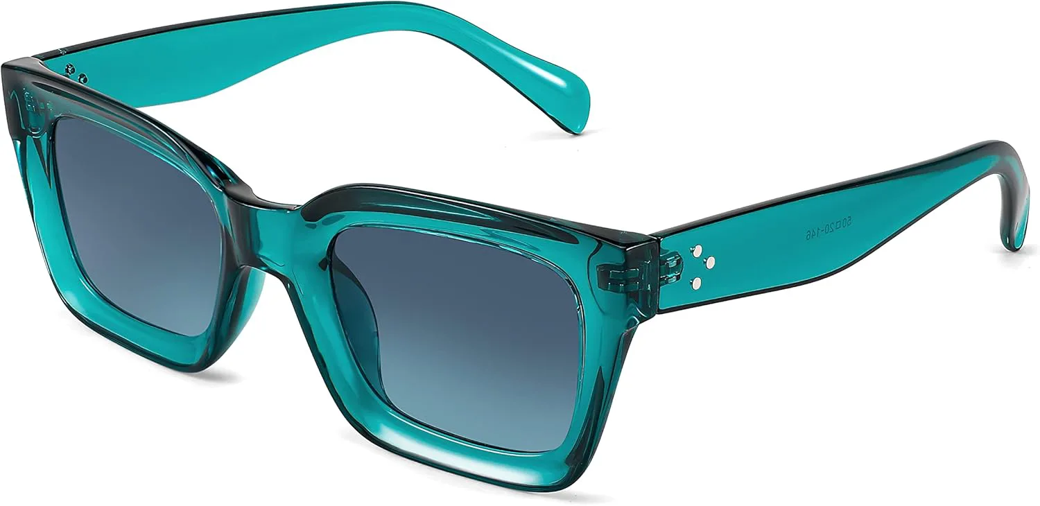 

FEISEDY Классические женские солнцезащитные очки, модные, с толстой квадратной оправой, защита от ультрафиолета UV400, модель B2471, Transparent Turquoise