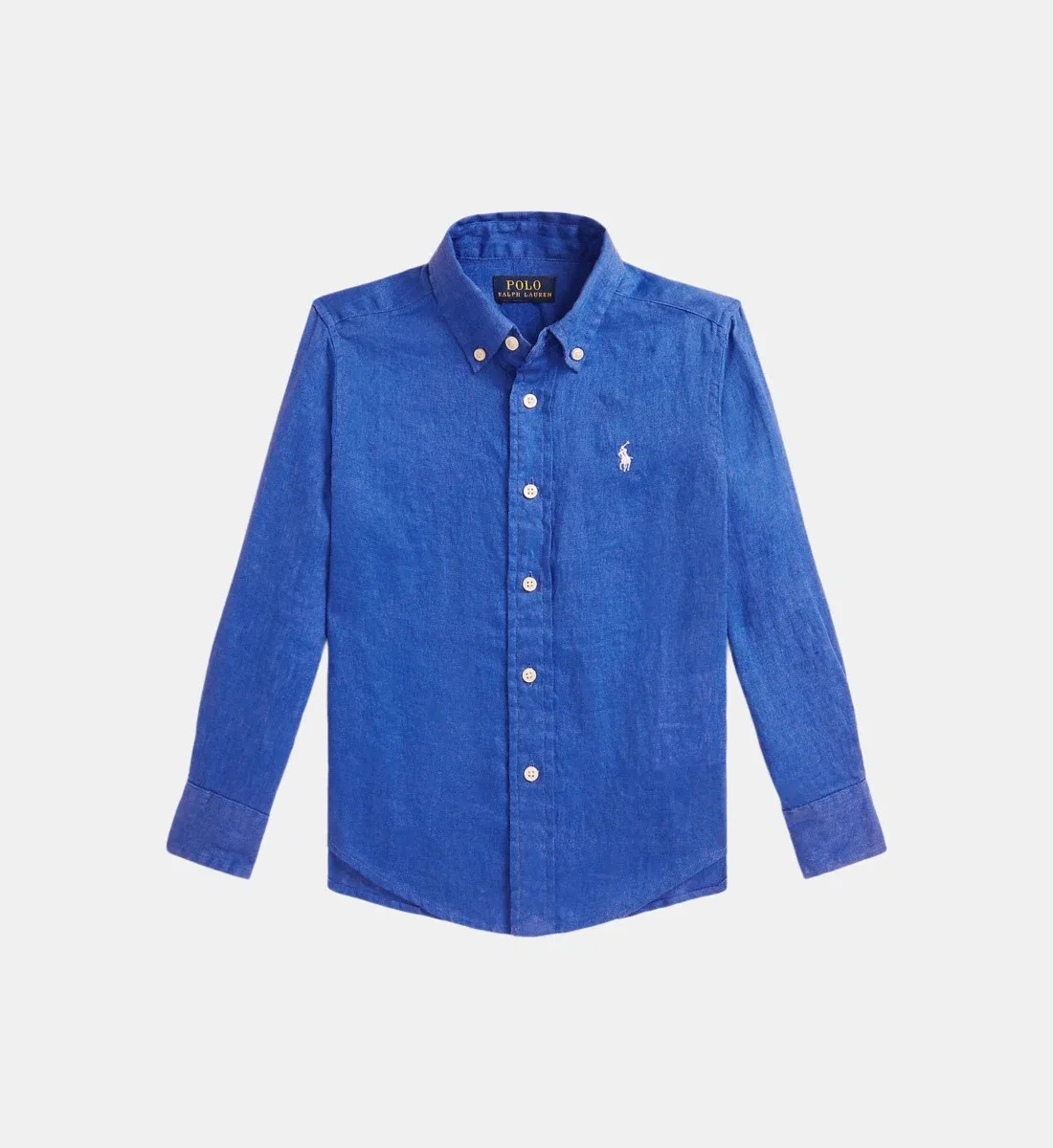 Прямая фирменная льняная рубашка Polo Ralph Lauren, бирюзовый