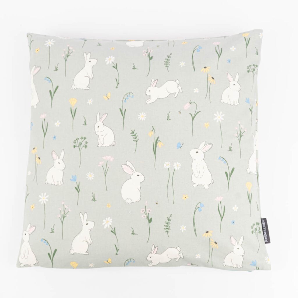 

Чехол на подушку Cute Rabbit Garden Hares, мятно-зеленый, разных размеров, размер 70x70 см (ВxШ) и 70x70 см (ВxШ) Schöner-Leben