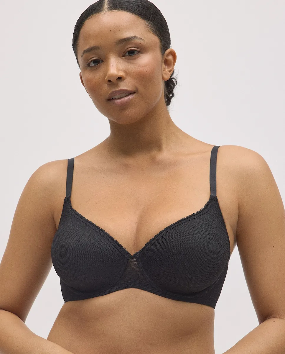 

Бюстгальтер с поддержкой, с косточками и чашками C и D Ysabel Mora, черный