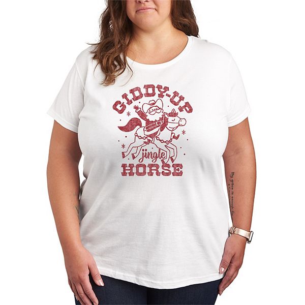 

Футболка с новогодним принтом Giddy Up Jingle Horse Plus Size Licensed Character, White, Белый, Футболка с новогодним принтом Giddy Up Jingle Horse Plus Size Licensed Character, White