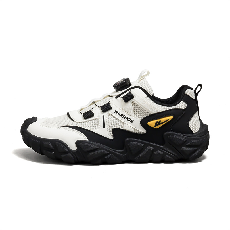 

WARRIOR Мужские горные кроссовки низкие с амортизацией, износостойкие и легкие, цвет beige black yellow
