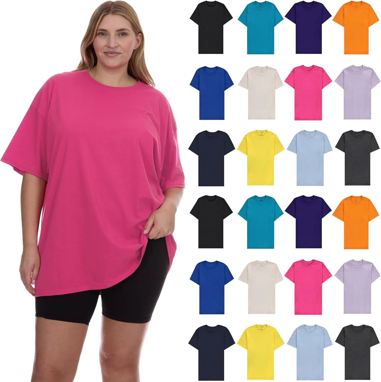 

BILLIONHATS Женская футболка Oversized, с коротким рукавом и круглым вырезом