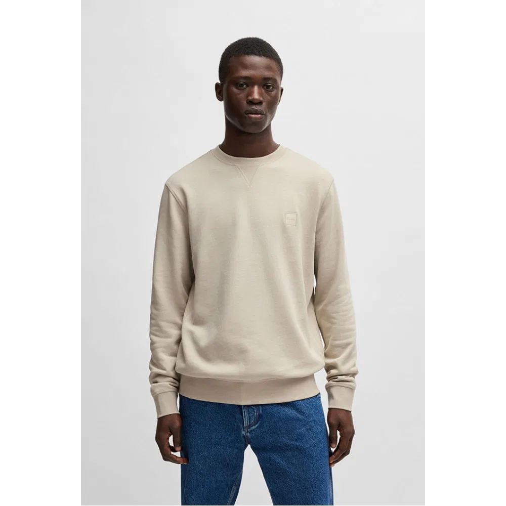 Мужской свитшот French Terry Regular Fit светло-бежевый от Boss — фото 4