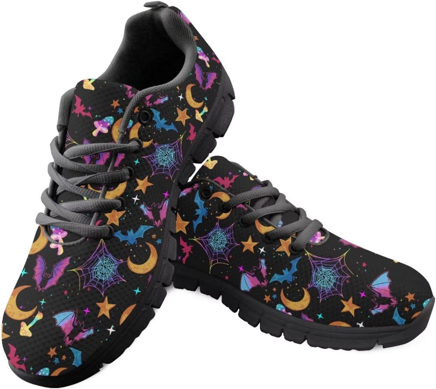 

Кроссовки Jeiento на Хэллоуин для мужчин и женщин, спортивные с шнуровкой, сетчатые, дышащие, для бега, тенниса, Galax Spider Web