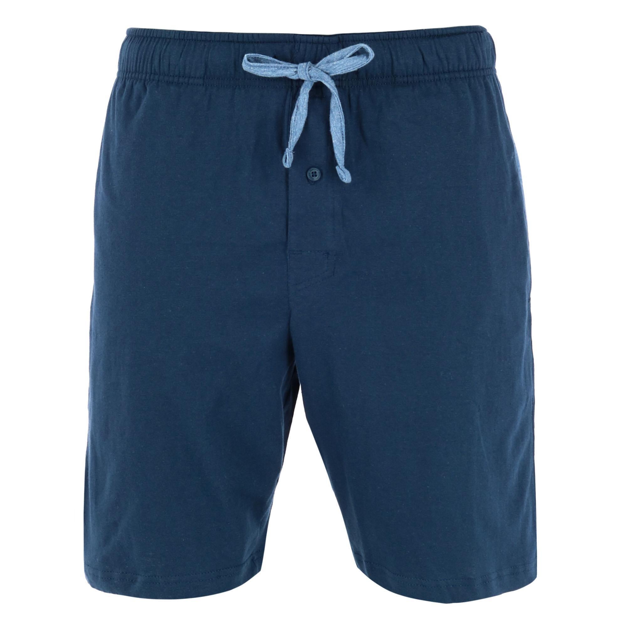 

Мужская трикотажная пижама без тегов с короткими рукавами и боковыми карманами Hanes, темно-синий