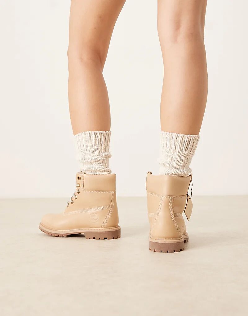 Премиальные ботинки Timberland высотой 6 дюймов из средне-бежевой кожи — фото 4